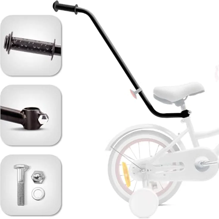 Sun Baby Schiebehilfe Schubstange Fahrrad Zubehör für Kinderfahrrad, Schwarz - Förderung der Radfahrfähigkeiten, sichere Einführung ins Radfahren, gemeinsames Familienerlebnis, Entwicklung von Unabhängigkeit – Bild 1