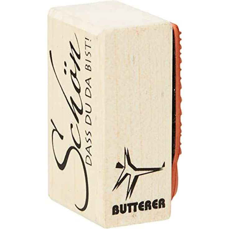 Rayher Hobby 28422000 Holzstempel: Schön dass du da bist, 3 x 5 cm, Stempel mit Schrift, Textstempel, Butterer Stempel – Bild 2