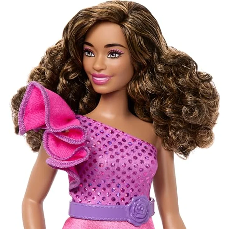 Mattel Barbie Fashionista Puppe, Rüschenkleid, brünette Haarfarbe, ideal für Kinder ab 3 Jahren – Bild 3
