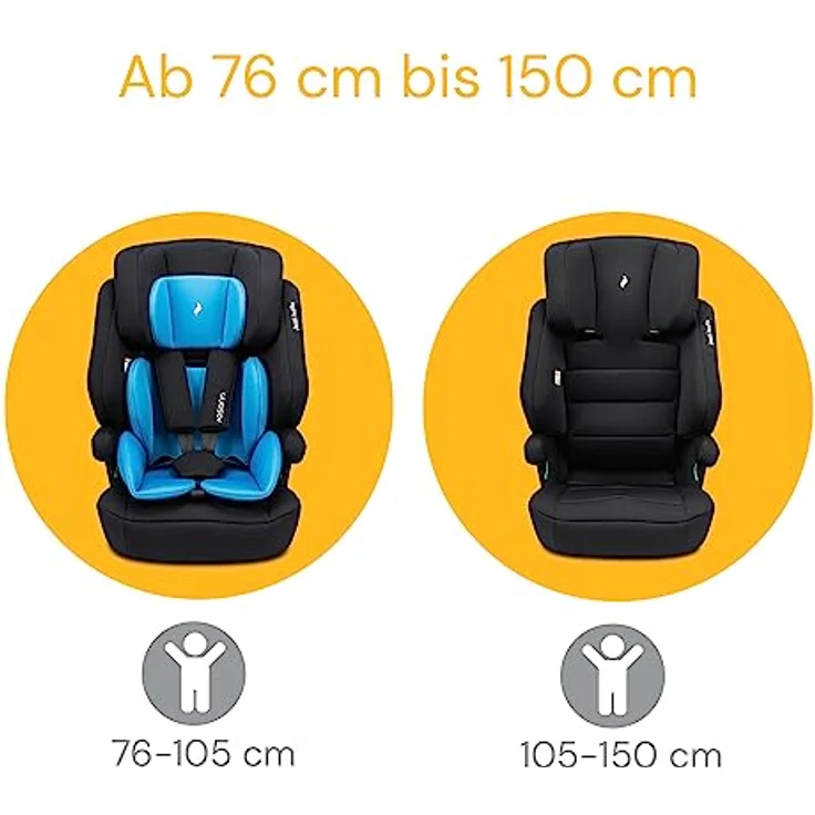 Osann Autokindersitz Jazzi Isofix, mitwachsender Kindersitz für Kinder von 76 bis 150 cm, sicher und komfortabel - schwarz – Bild 5