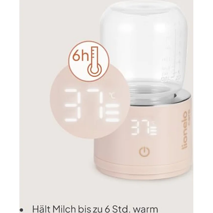 Lionelo Thermup Swift, mobiler Flaschenwärmer kabellos mit 5000 mAh Akku, 90 ml in 3 Min auf 37°C, USB-C, Touch-Display, 4 Temperaturstufen, Warmhalten bis 6 h, BPA-frei – Bild 3