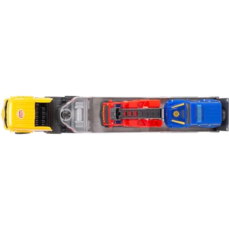 Dickie Toys - 3-in-1 Micro Rescue Truck (32 cm) - Daimler Truck mit Anhänger und 2 Mercedes-Benz Spielzeugautos (Polizeiauto und Feuerwehrauto) - Auto-Spielzeug für Kinder ab 3 Jahre – Bild 4