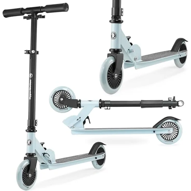 HyperMotion Zweirädriger Roller WILLY 3-8 Jahre - Höhenverstellbar, Leicht und Faltbar, Blau