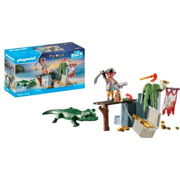 PLAYMOBIL Starter Pack 71473 Pirat mit Alligator ab 4 Jahren, Spielfiguren-Set mit altersgerechter Größe und hochwertiger Qualität – Bild 1