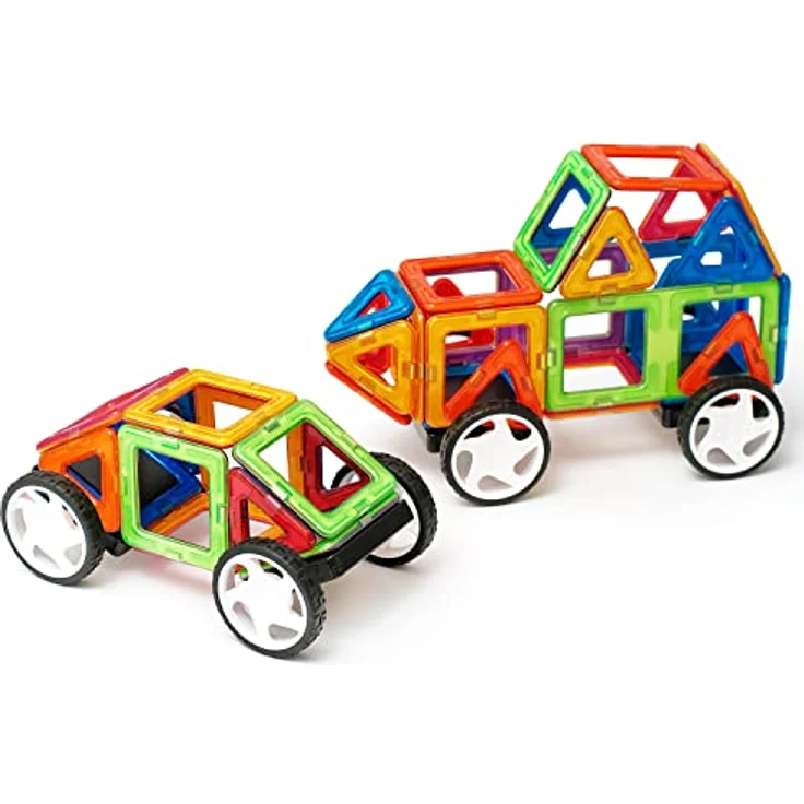 MK MAGNIKON Magnet Bausteine MK-34, Magnetische Bauklötze Set mit 34 Teilen und Rädern, innovatives Konstruktionsspielzeug für Kinder ab 3 Jahren – Bild 3