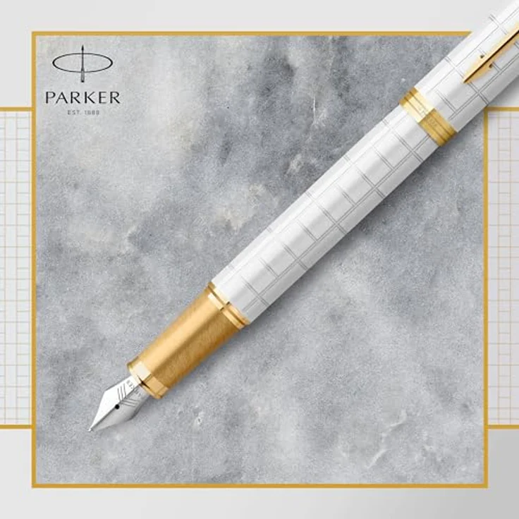 Parker IM Premium Pearl G.C. F, Füller in Gold und Weiß mit Feinspitze und Patronenfüllsystem – Bild 5