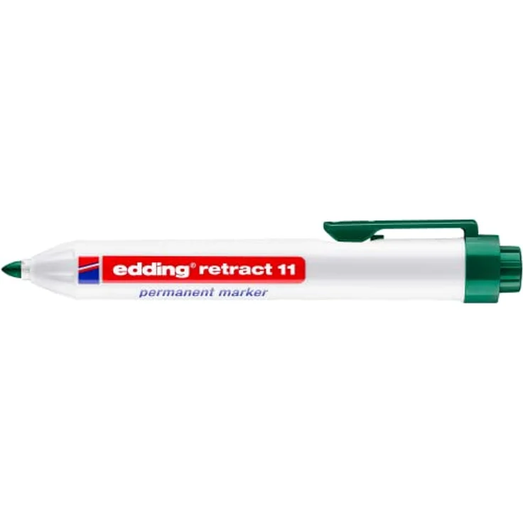 edding Retract 11 Permanent Marker - grün - 1 Stift - runde Feder 1,5-3 mm - wasserfest, schnelltrocknend - für die einfache Einhandbedienung - für Karton, Kunststoff, Holz, Metall, Glas – Bild 2