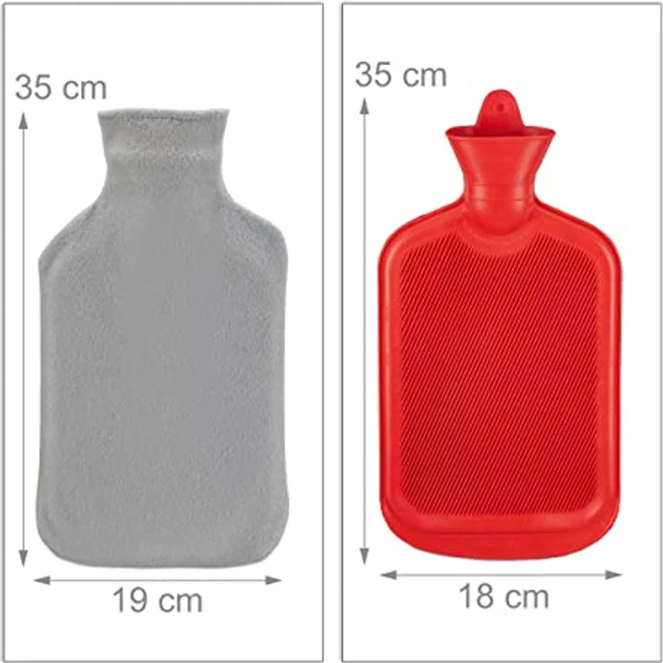 relaxdays Wärmflasche mit Bezug 1,5 Liter, Kuschelwärmeflasche in Rot mit großem Wärmedepot – Bild 5