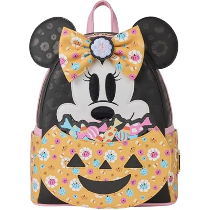 Loungefly Disney Minnie Pumpkin Kindergartenrucksack, 26 cm, strapazierfähiges Polyester und PU-Leder, charmantes Design