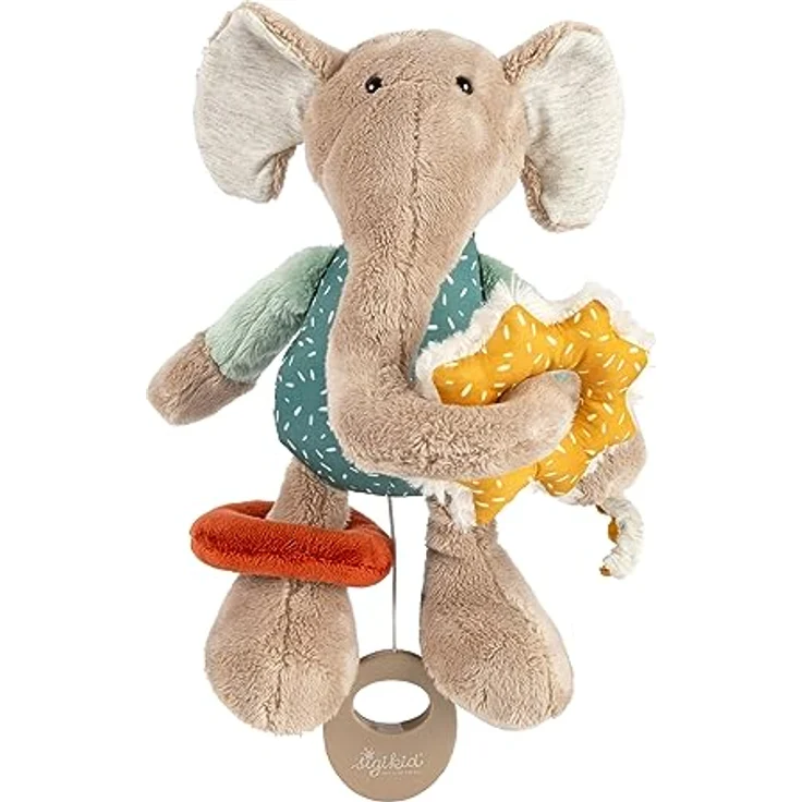 sigikid 43164 Babyaktivspielzeug Stofftier Elefant, Mint/grau – Bild 1
