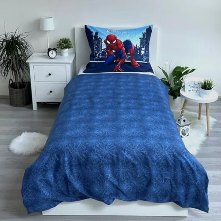 Jerry Fabrics Kinder Bettwäsche Set Wendebettwäsche Spider-Man City Spinnen Netze blau, 100% Baumwolle – Bild 3