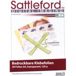Sattleford Klebefolie zum bedrucken: 20 Klebefolien A4 transparent für Inkjet (Etiketten transparent Inkjet, Transparente Klebefolie bedruckbar, durchsichtige Tintenstrahldrucker)