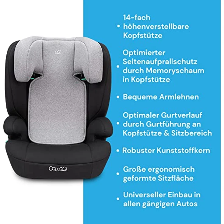 BooBoo Autokindersitz Safety Oslo, Kindersitz ohne Isofix, ab 4 Jahren, bis 12 Jahre, für Kinder von 100 bis 150 cm – Bild 3