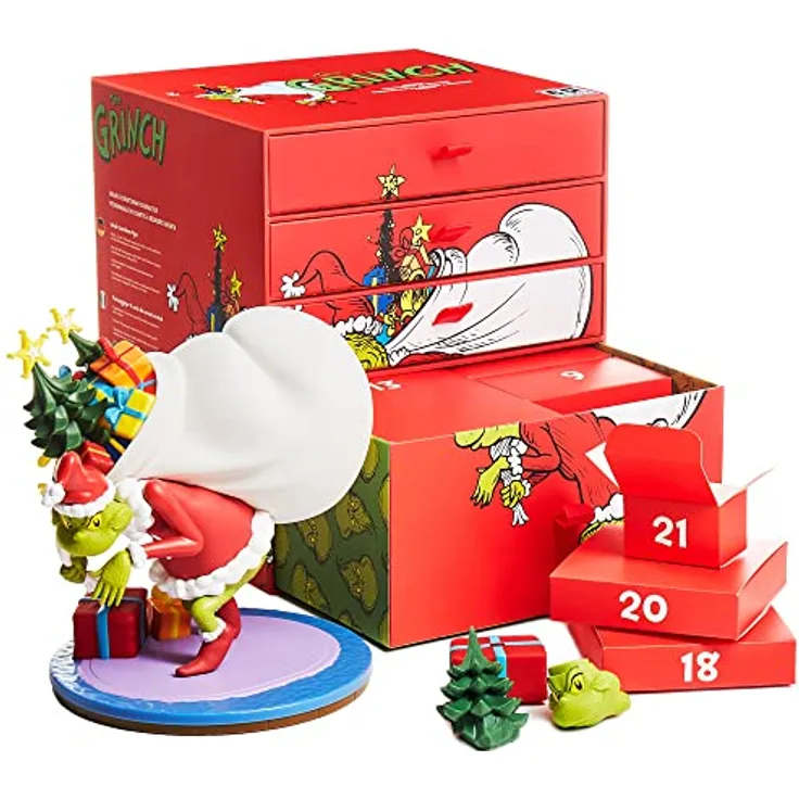 CC Countdown Characters Dr Seuss The Grinch Adventskalender Charakter Statue Offizieller Grinch-Merchandise-Artikel Einzigartige Limitierte Auflage Sammler Vinyl Geschenk NS3522