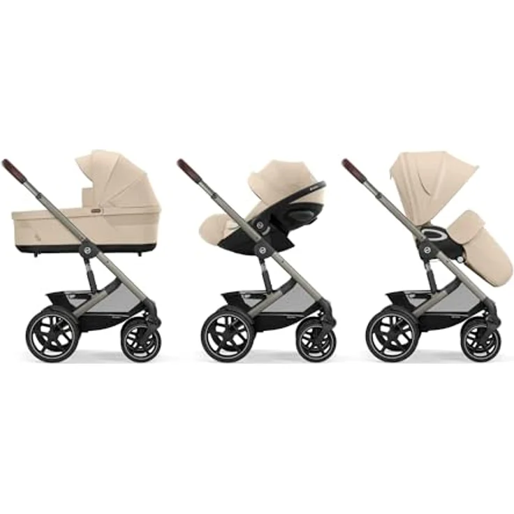 cybex Gold Kinderwagen Talos S LUX Tpe, Beige, mit Federung, umsetzbarem Sitz, Einhand-Faltmechanismus und 5-Punkte-Gurt – Bild 8