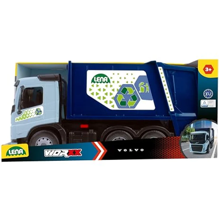 Lena® WORXX Müllwagen Volvo FMX, 52 cm Spielzeug-LKW mit Hebemechanismus, Mülltonne, 3-Achser mit Stahlachsen, TÜV Zertifiziert, ab 3 Jahren, Indoor & Outdoor, Made in Europe – Bild 5