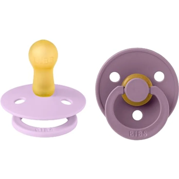 BIBS Colour Schnuller 2er-Pack, BPA-frei, Kirschform Nippel. Naturkautschuk/Latex, Hergestellt in Dänemark, Größe 2 (6-18 Monate), Violet Sky/Mauve – Bild 1