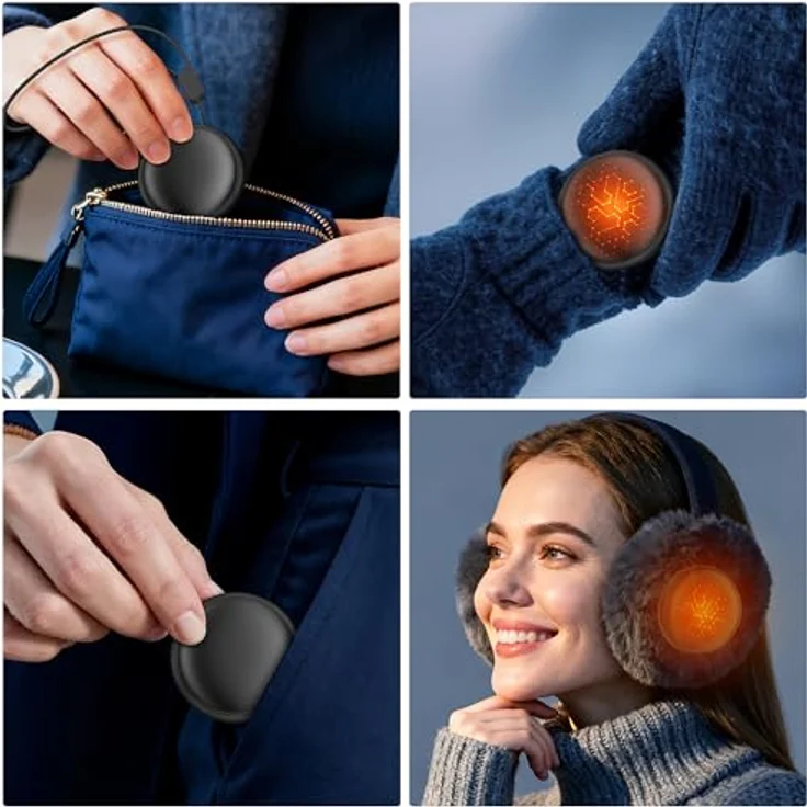 COZOME Handwärmer Elektrisch, 4000 mAh 2er Pack Taschenwärmer, Wiederverwendbar, USB C, 5 Heizstufen bis 55°C, ideal für Skifahren und Camping – Bild 5