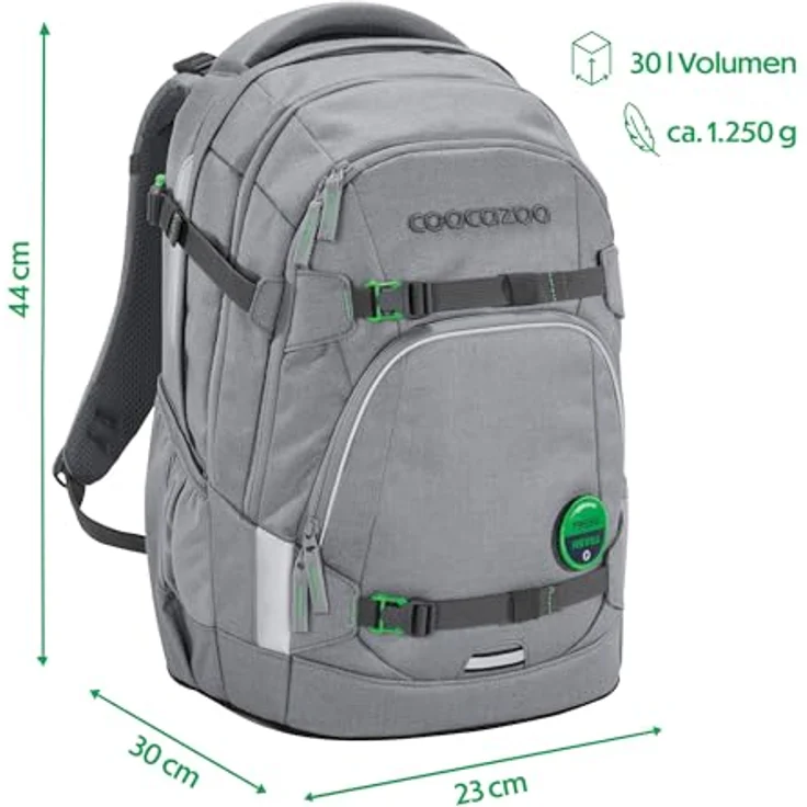 Coocazoo Schulrucksack Mate „Mixed Silver Dust”, ergonomischer & anpassbarer Tornister, höhen- & größenverstellbar, mit Brust- und Hüftgurt, grau, 30 Liter Volumen – Bild 2
