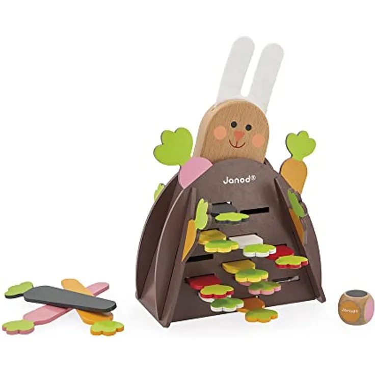 Janod Magic Carrot - Gesellschaftsspiel für Kinder - Holzspielzeug - Farben Lernen - 2 bis 4 Spieler - FSC-Zertifiziert - Ab 3 Jahren, J02473