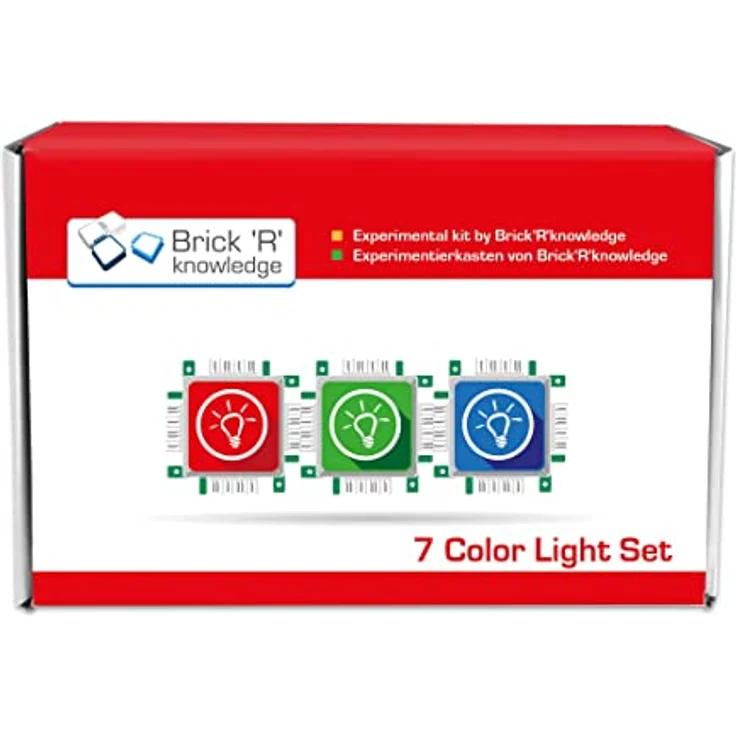 ALLNET brickrknowledge 7 Color Light Set, LED-Birnen in Blau, Grün, Orange, Rot, warmweiß, Gelb, inkl. Netzteil, 28 Bauteile – Bild 1