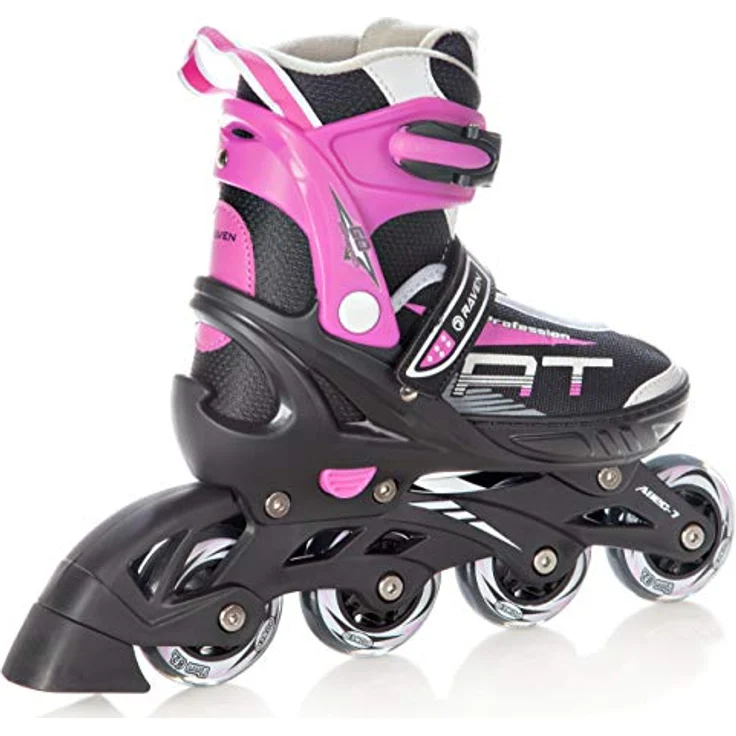 RAVEN Profession 4in1 Inlineskates Triskates Rollschuhe Schlittschuhe Inliner (Black/Pink, verstellbar 38-42, PU Rollen, Carbon Abec7, Trust-Fit-System) – Bild 3