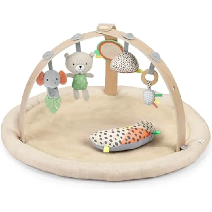 Ingenuity Every Season Plüsch Lammwolle Baby Spielzeug und Spielmatte, atmungsaktiv, Bauchlagematte, 0+ Monate - Natürlich – Bild 1