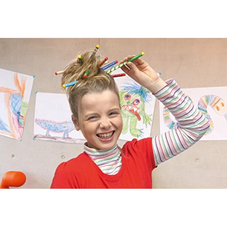 Ergonomischer Buntstift für Rechtshänder - STABILO EASYcolors - 12er Pack mit Spitzer - mit 12 verschiedenen Farben – Bild 5