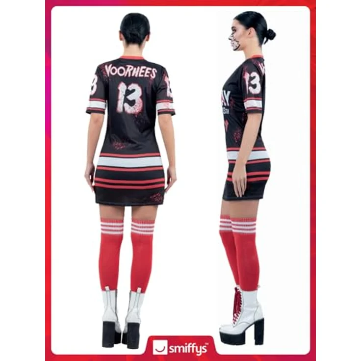 Smiffys Freitag der 13. Jason Hockey Kleid für Frauen (M) - Offiziell lizenziertes Kostüm, gruseliges Design für Halloween – Bild 6
