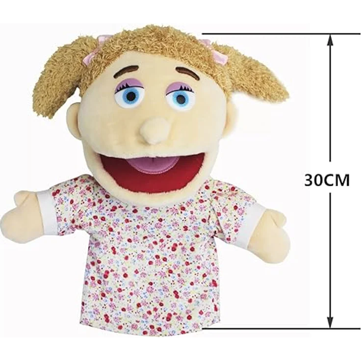 LOMTRATS Familie Handpuppen, Opa, Oma, Papa, Mama, Tochter, Sohn mit beweglichem Mund, 30 cm, ideal für Storytelling und Unterricht – Bild 2