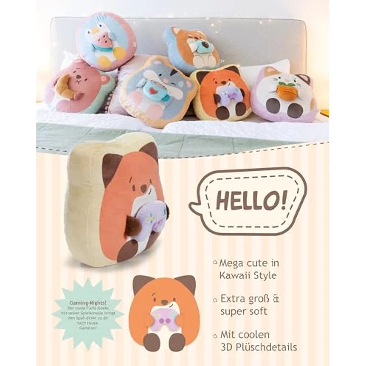 NICI Kuscheltier Fuchs Geeks mit Spielkonsole, 35x33x12cm, braun - Weiches mymochi Plüschtier für Kuscheln und Deko, kinderfreundliches Geschenk für Groß und Klein | 62394 – Bild 3