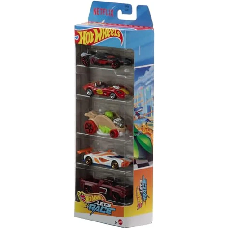 Hot Wheels Let's Race, Spielzeugauto Set (5-tlg), Maßstab 1:64 mit authentischen Details und auffälligen Verzierungen – Bild 3