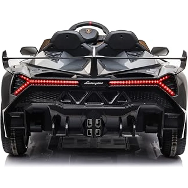 FINOOS Kinderauto Lambo Veneno 24V Elektroauto für Kinder 2-Sitzer, 4X4 Gummireifen, Ledersitz, mit 2,4 GHz Fernbedienung (Grau) – Bild 3