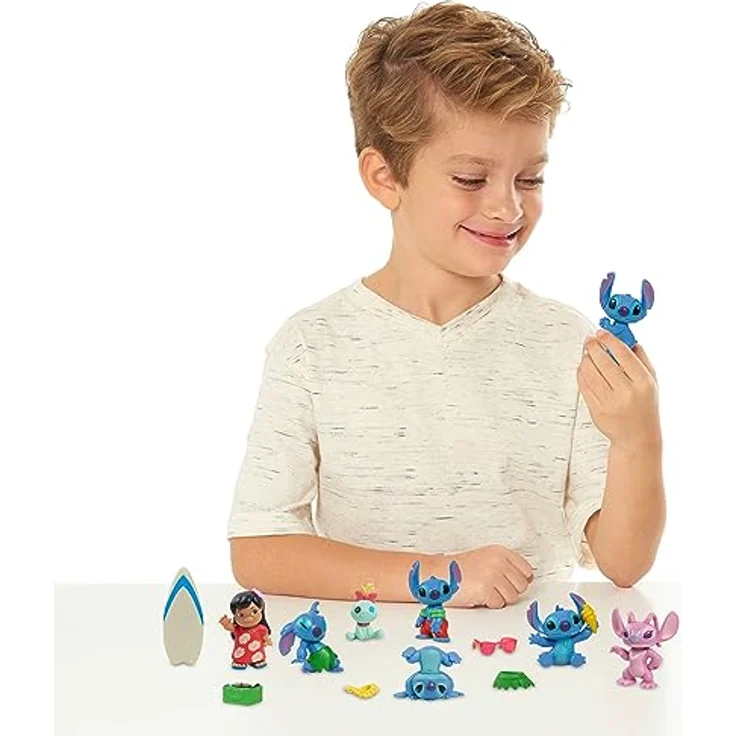 Disney Stitch Just Play Lilo Deluxe Figurenset, 13-teiliges Set, 5 cm große Sammelfiguren zum Spielen, Blau – Bild 3