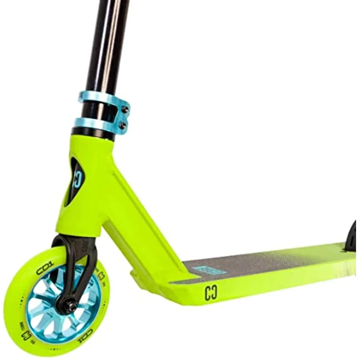 Fantic26 CORE Stunt-Scooter Trick Tret Roller 110mm Rollen I ABEC 9 I für Anfänger & Profi I Ab 5 Jahren I 78cm-95cm Höhe I + Fantic26 Sticker (Park CD1 H=78cm Lime/Blau) – Bild 5