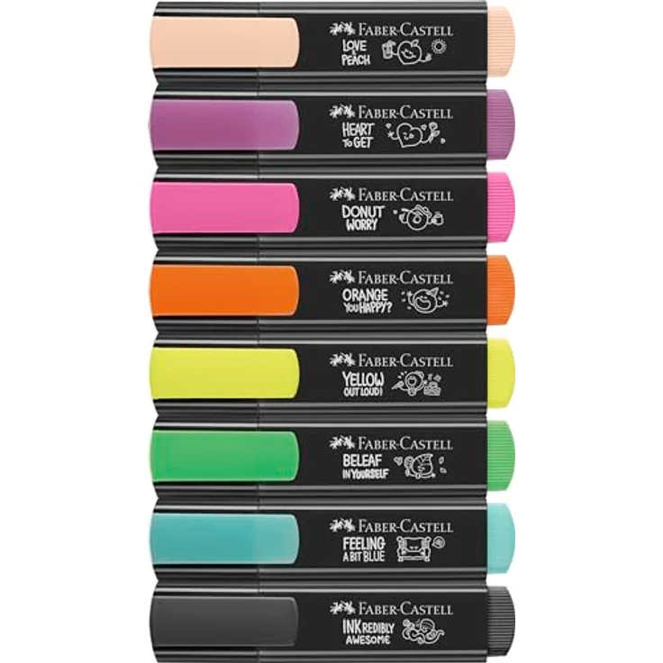 Faber-Castell 254692 Graffiti Neon Textmarker Set 8 Stück, Präzisions-Keilspitze, Neonfarben, flaches Design – Bild 2