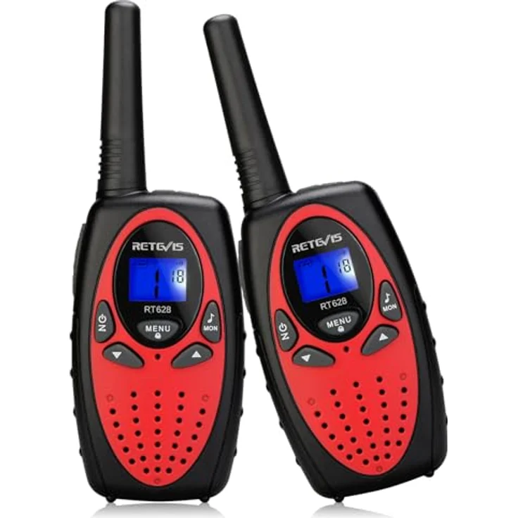 Retevis RT628 Walkie Talkie Kinder, Spielzeug mit Taschenlampe und VOX-Funktion, für Abenteuer und Familienspiele, 1 Paar, Rot – Bild 1