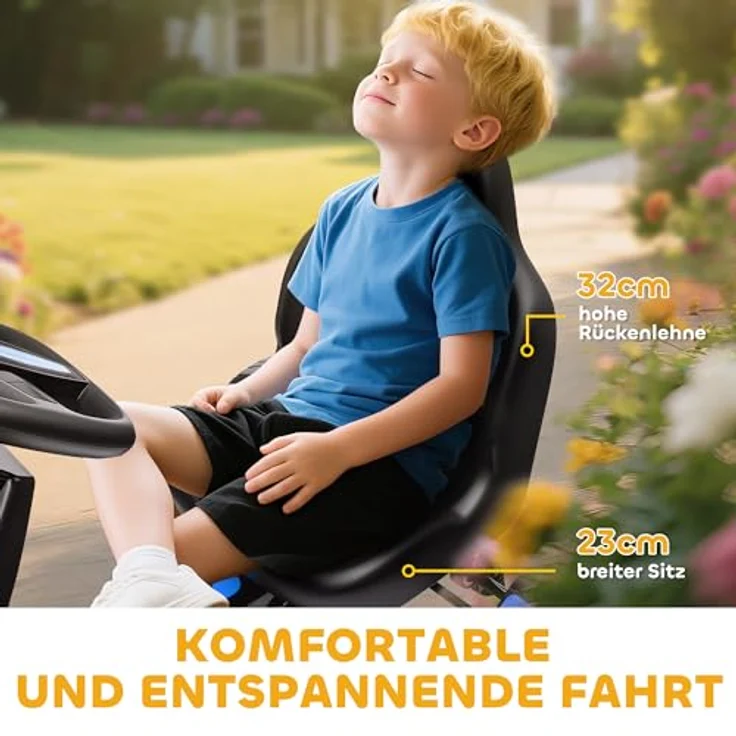 AIYAPLAY Go-Kart für Kinder, mit Handbremse, automatischem Kupplungssystem, Vor- und Rückwärtsgang, blau, geeignet für 3-6 Jahre – Bild 6