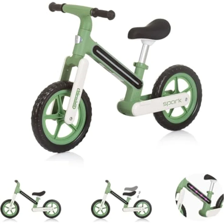 Chipolino Laufrad Spark 12 Zoll Lichteffekte höhenverstellbar rutschfeste Griffe, grün – Bild 2