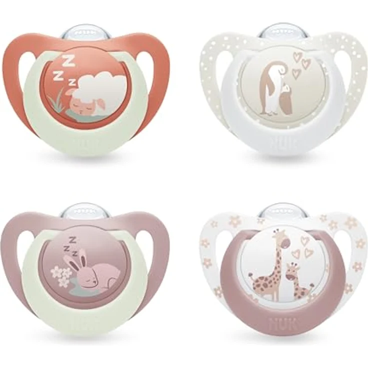 NUK First Choice Day & Night Baby Schnuller, orthodontischer Beruhigungssauger, leuchtet im Dunkeln, für 0-6 Monate, 4 Stück, beruhigt 99 % aller Babys – Bild 1