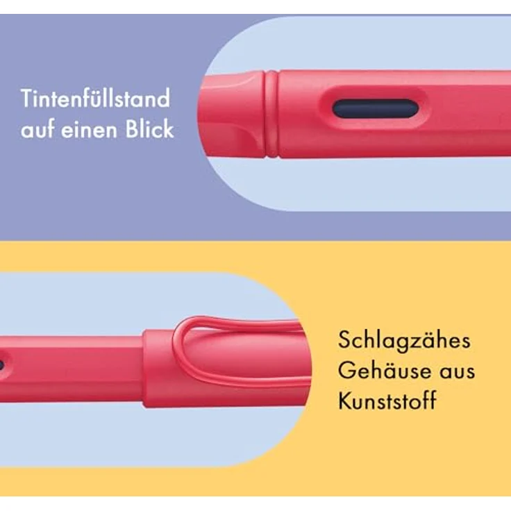 LAMY Füllfederhalter safari, Kultfüller, Federbreite M, ergonomisches Design, robuster Kunststoff, Sichtfenster für Tintenstand – Bild 3