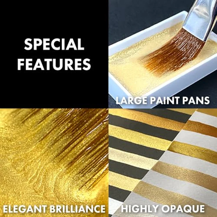 Kuretake Gansai Tambi Starry Colors Set, 6 Farben in Goldperle für Kalligraphie und Illustration – Bild 3