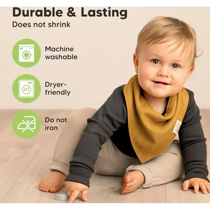 KeaBabies 8-Pack Musselin Baby Lätzchen - Saugfähige & weiche Bandana Breieckstücher für Jungen und Mädchen, unisex, 0-36 Monate, Farbe: Spice – Bild 5