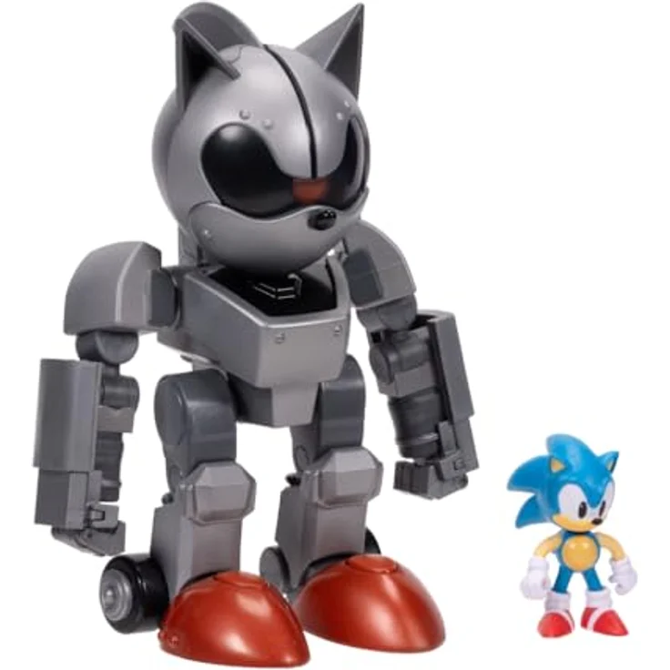 Sonic The Hedgehog – Riesiger Mecha Sonic vs. Sonic, 20,3 cm hochbewegliches Spielset mit Leuchtfunktionen, offiziell lizenziert von Jakks Pacific – Bild 3