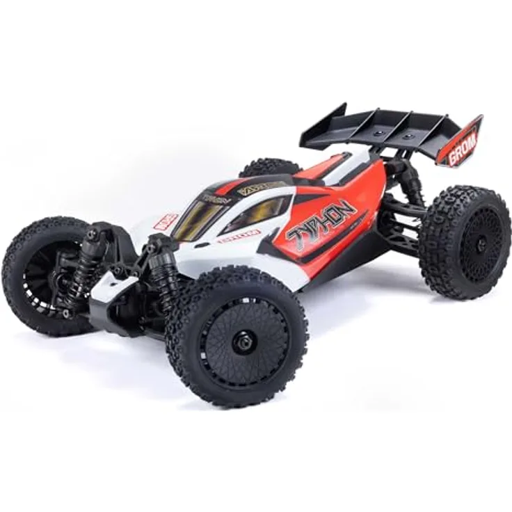 ARRMA Typhon GROM Ferngesteuertes Auto, RC Auto 1/18, bürstenloser Motor über 30 km/h, inkl. Akku und Zubehör, Rot