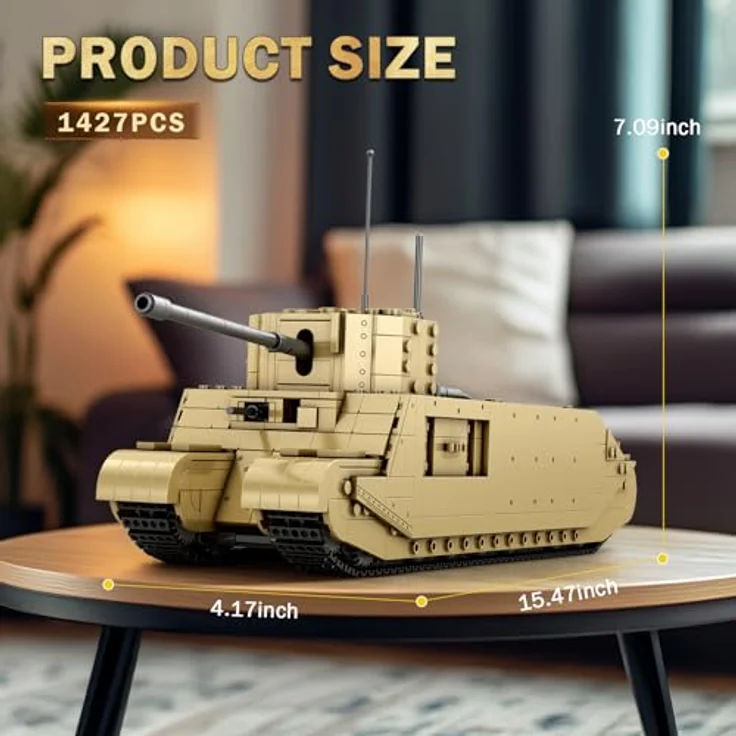 Reobrix TOG II Panzer Bausatz 77032, Militärmodell mit 1427 Teilen, lizenziert von World of Tanks, Maßstab 1:30, beweglicher Turm und detailreiche Struktur – Bild 5