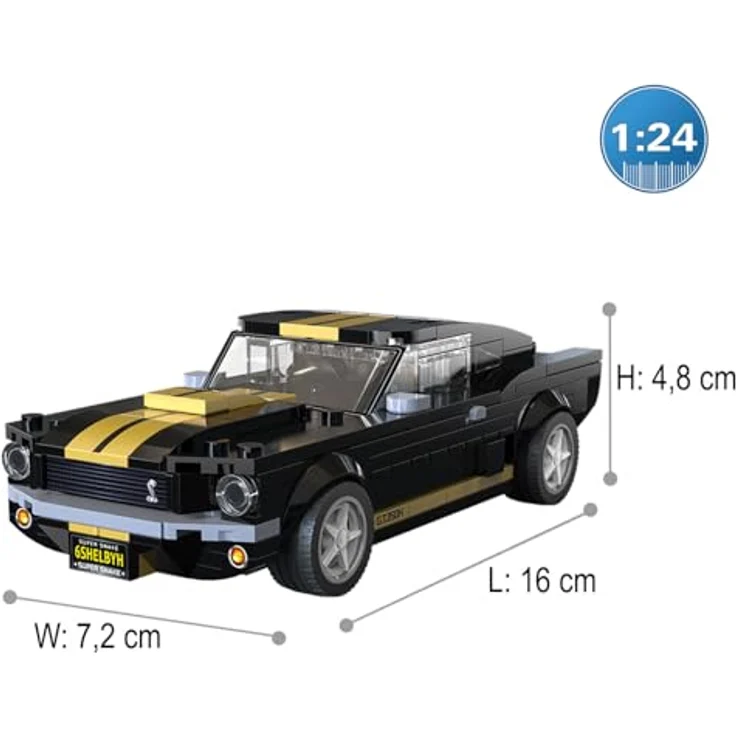 Schwarz Kitchen CaDA Shelby GT 350 H 1:24, Klemmbausteine-Set in schwarz, 285 Teile, detailgetreues Design – Bild 3