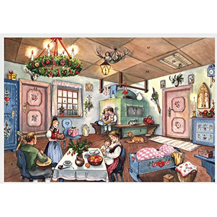 Richard Sellmer Verlag Adventskalender "Weihnachten in der Stube", nostalgischer Weihnachtskalender mit 24 tollen Bildern, Format A4