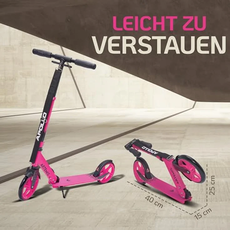 Apollo Artemis Cityroller, klappbar und höhenverstellbar, für Kinder ab 6 Jahren, robuste Bauweise, praktischer Tragegurt – Bild 3