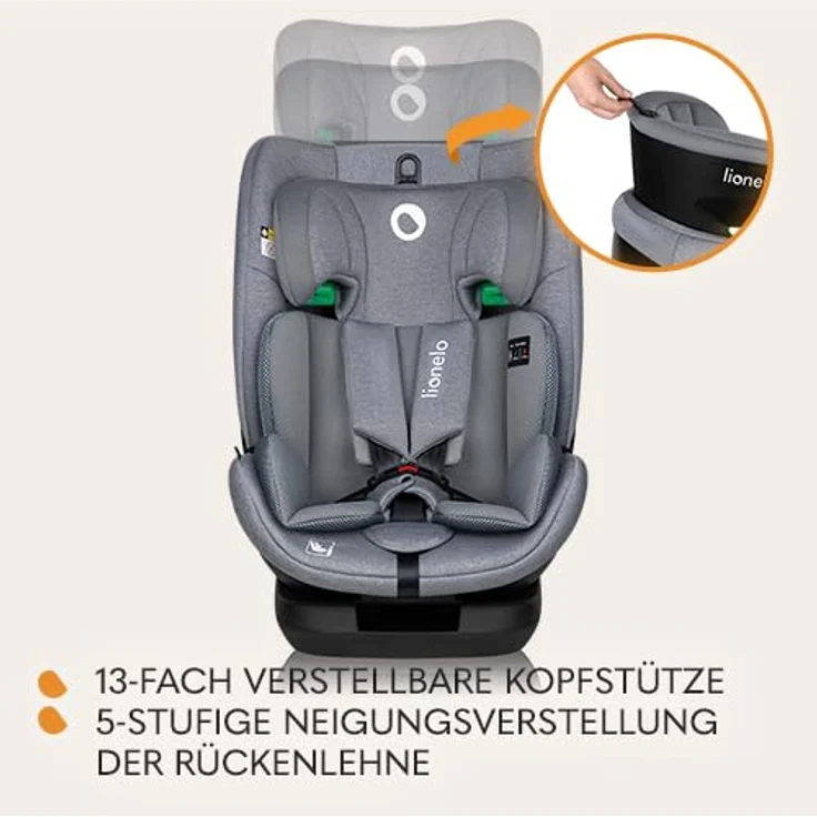 Lionelo Autokindersitz Lavender i-Size, 9-36kg, ISOFIX/Breiter Einstellbereich – Bild 6